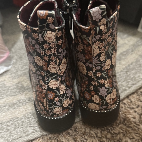 Self Esteem Floral Black Lace-Up Boots - Picture 2 of 3